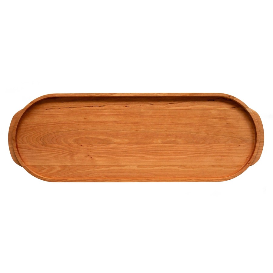 Serving & Tableware JK Adams Wooden Serving Boards | Cherry Oval Wooden Buffet Serving Tray