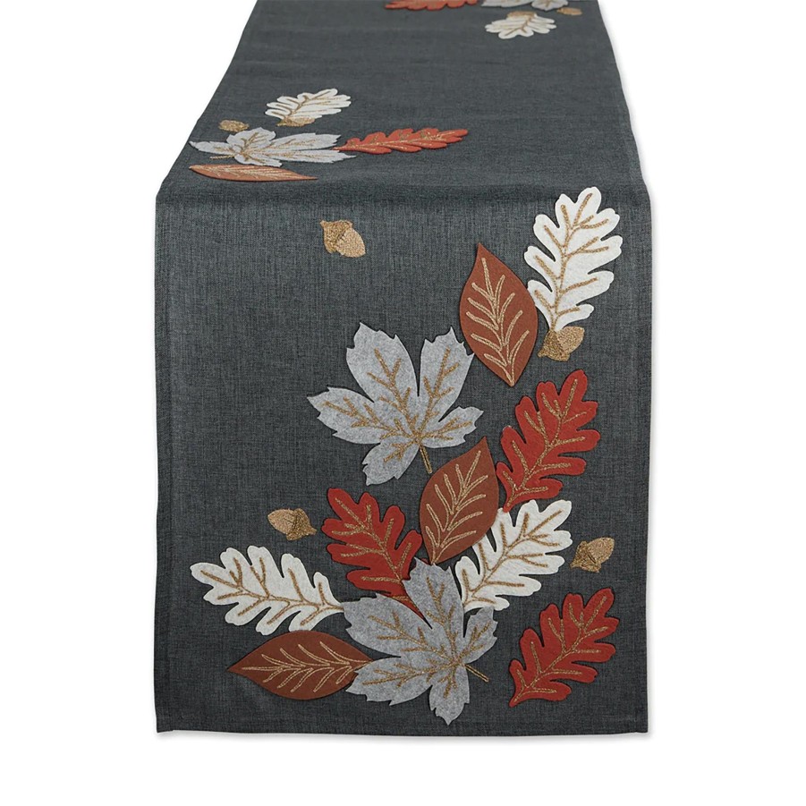 Serving & Tableware JK Adams Linens & Textiles | Autumn Leaves Appliqued Embroidered Runner