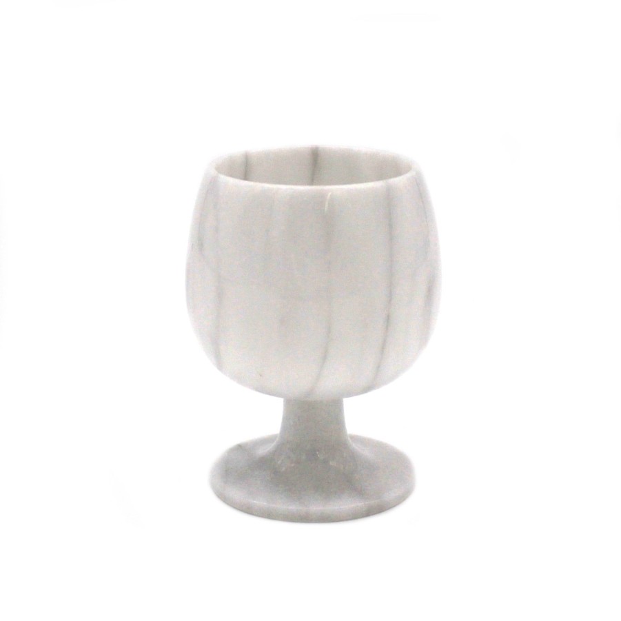 Serving & Tableware JK Adams Drinkware | White Vermont Marble Brandy Goblet