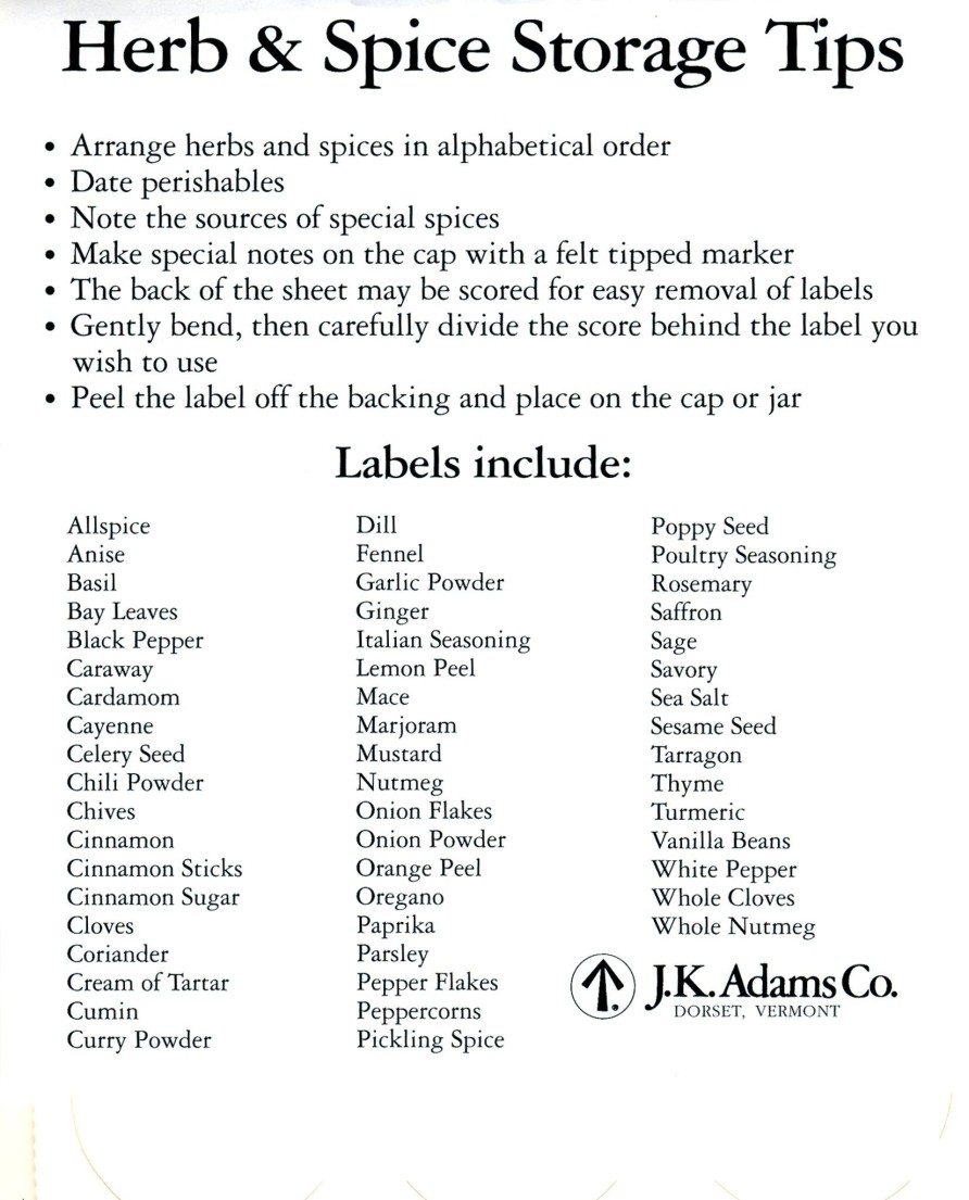 Wine Racks & Kitchen Storage JK Adams Spice Jars & Labels | Spice Labels