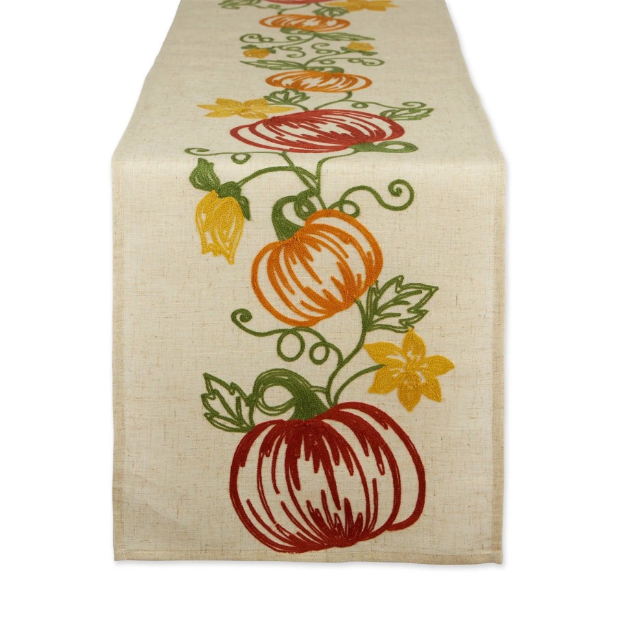 Serving & Tableware JK Adams Linens & Textiles | Pumpkin Vine Embroidered Runner