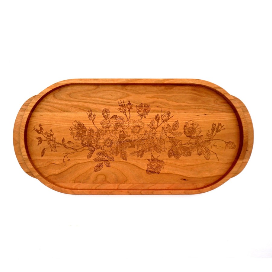 Serving & Tableware JK Adams Illustrated Serving Boards | Cherry Oval Wooden Serving Tray