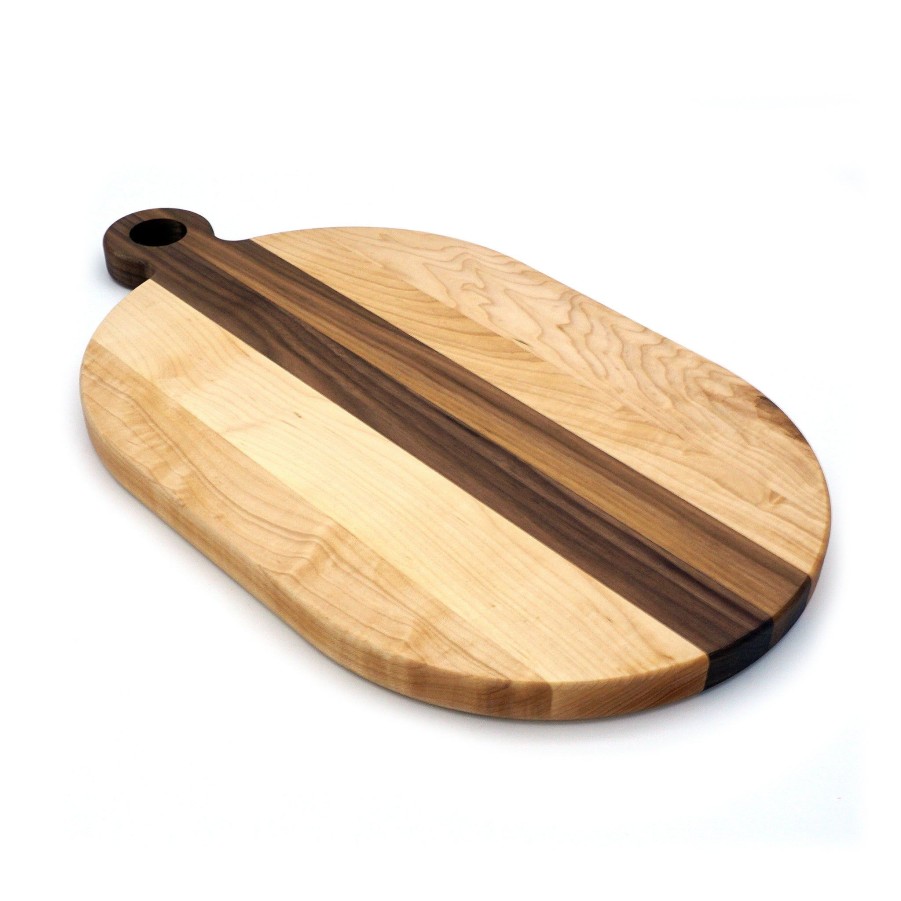 Serving & Tableware JK Adams Wooden Serving Boards | Oval Maple And Walnut Handle Serving Board