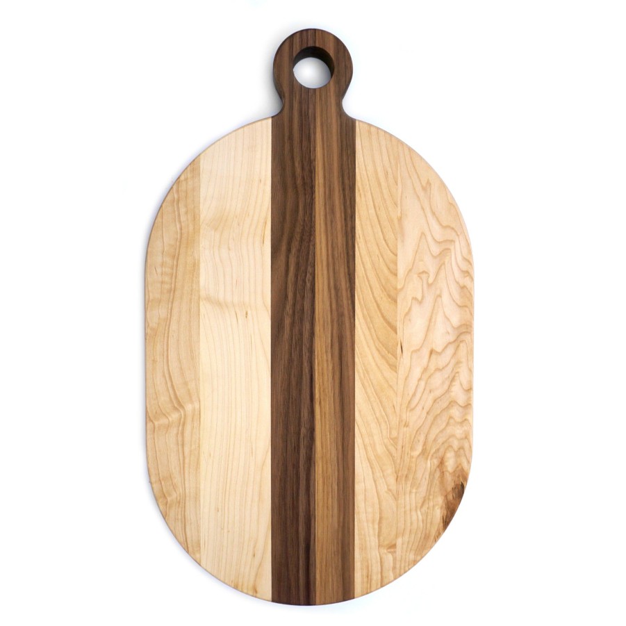 Serving & Tableware JK Adams Wooden Serving Boards | Oval Maple And Walnut Handle Serving Board